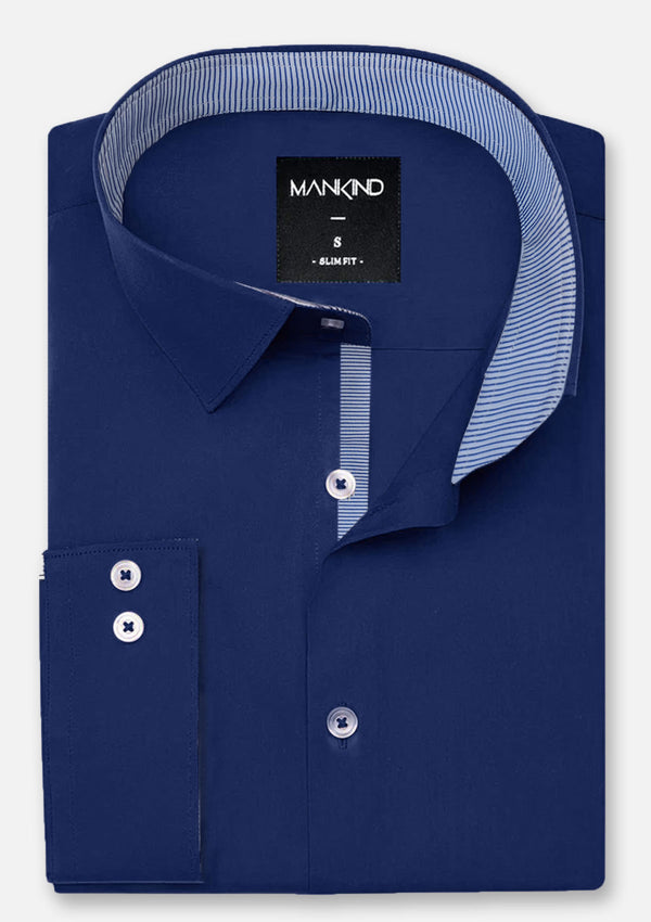 Small Collar Royal Blue Shirt - MTO