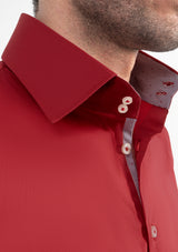 High Collar Plain Maroon Shirt - MTO