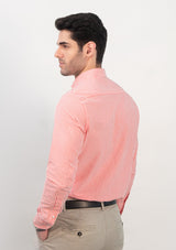 Buttoned Collar Pink & White Striped Shirt - MTO