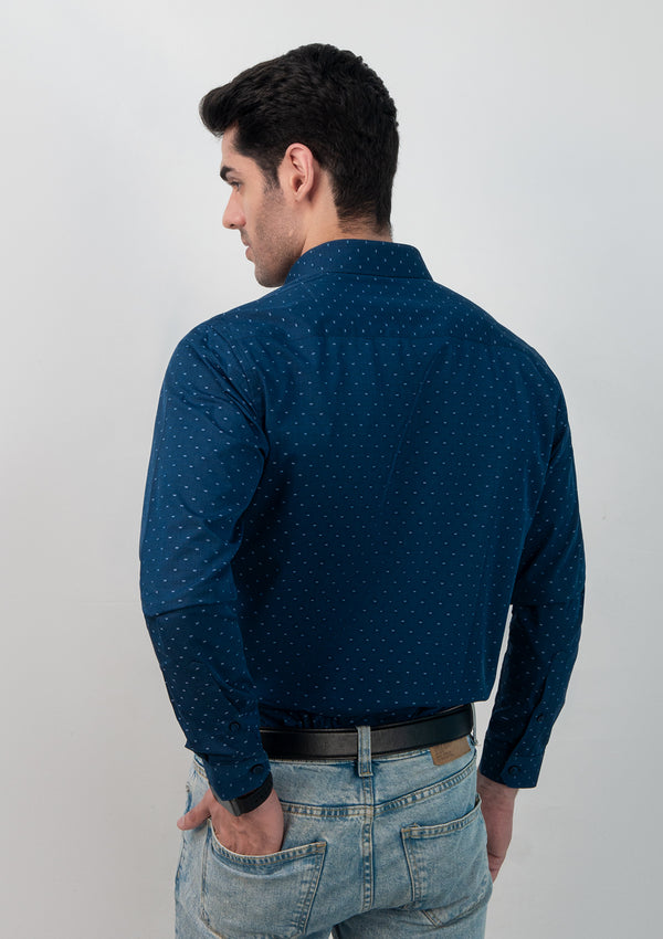 Small Collar Loyal Blue Printed Shirt - MTO