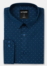 Small Collar Loyal Blue Printed Shirt - MTO