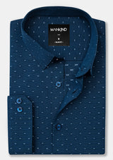 Small Collar Loyal Blue Printed Shirt - MTO