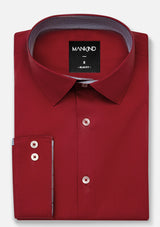 High Collar Plain Maroon Shirt - MTO