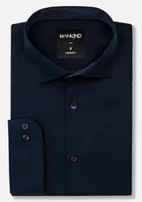 Small Collar Navy Blue Shirt - MTO