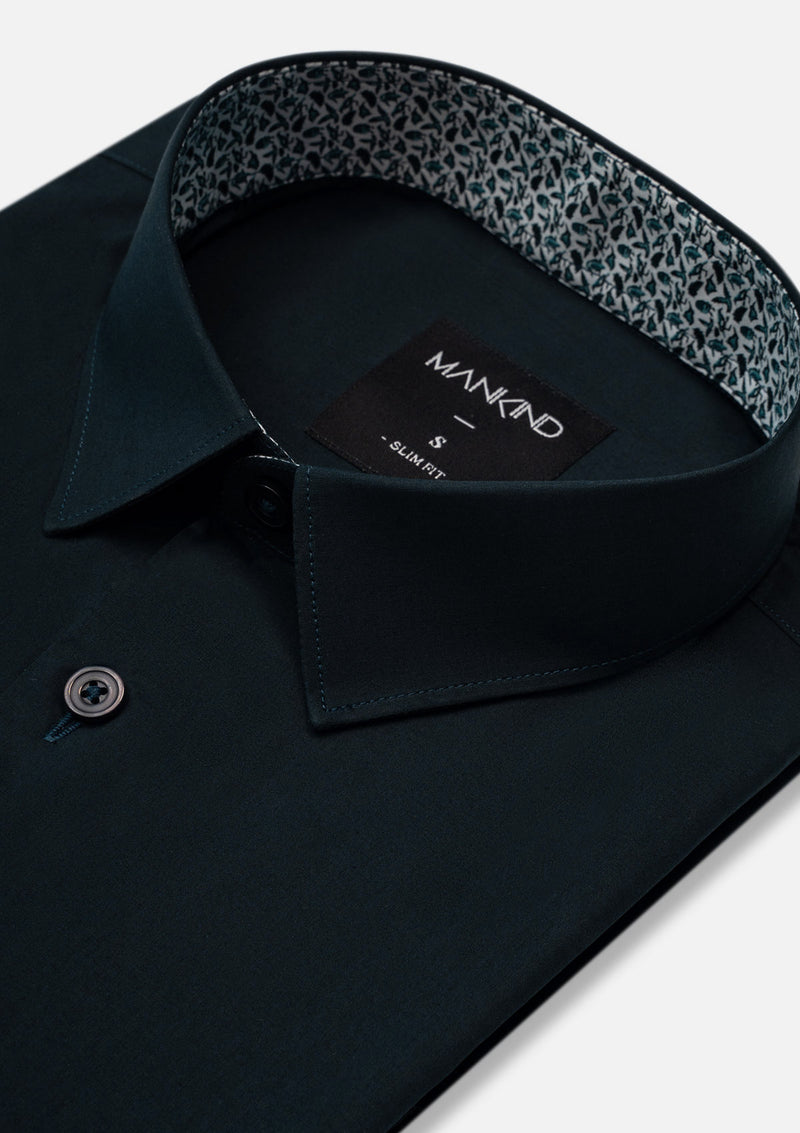 Small Collar Dark Green Shirt - MTO