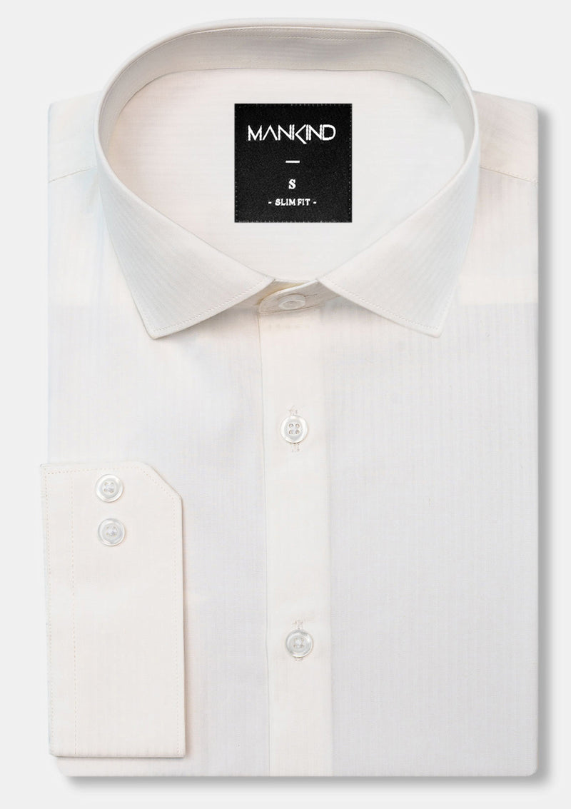 French Collar White Striped Shirt - MTO