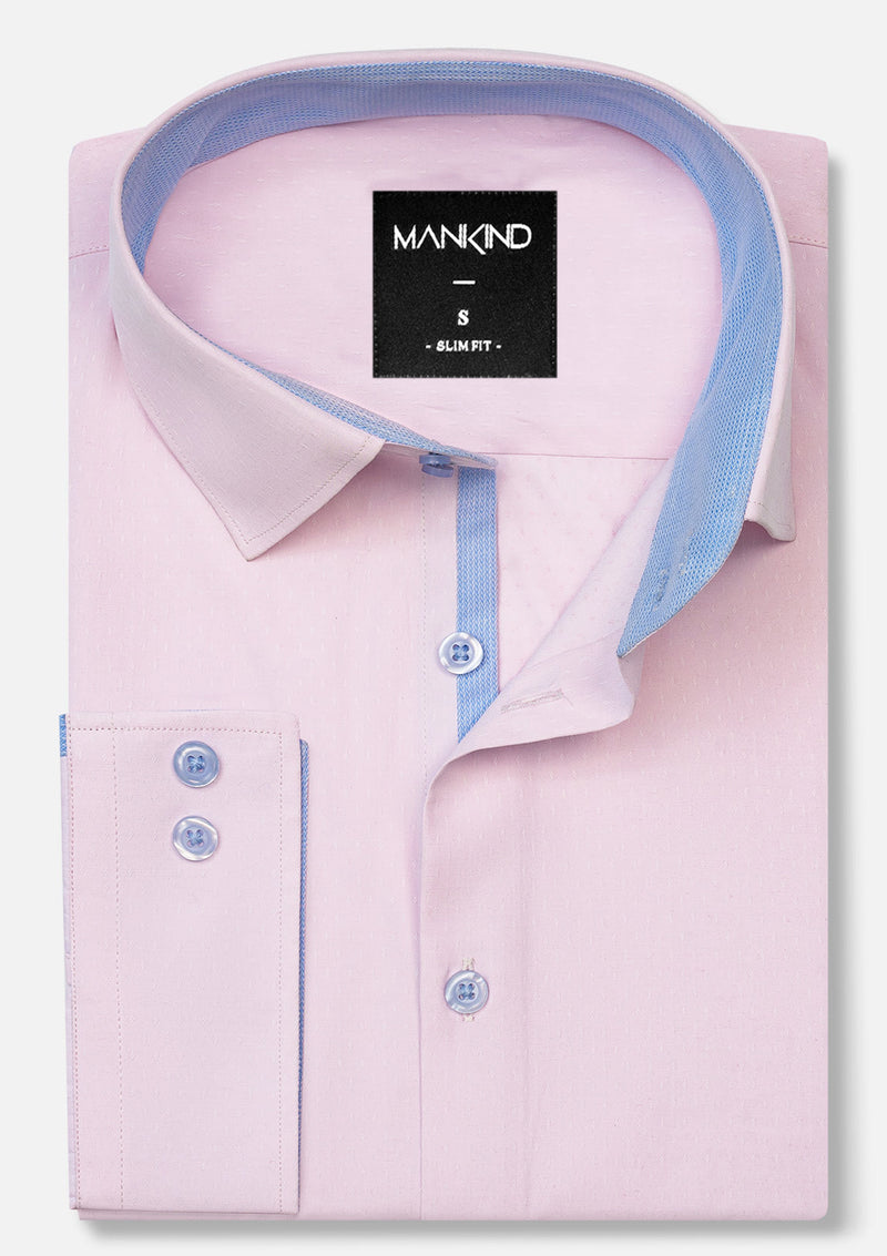 High Collar Textured Pink Shirt - MTO