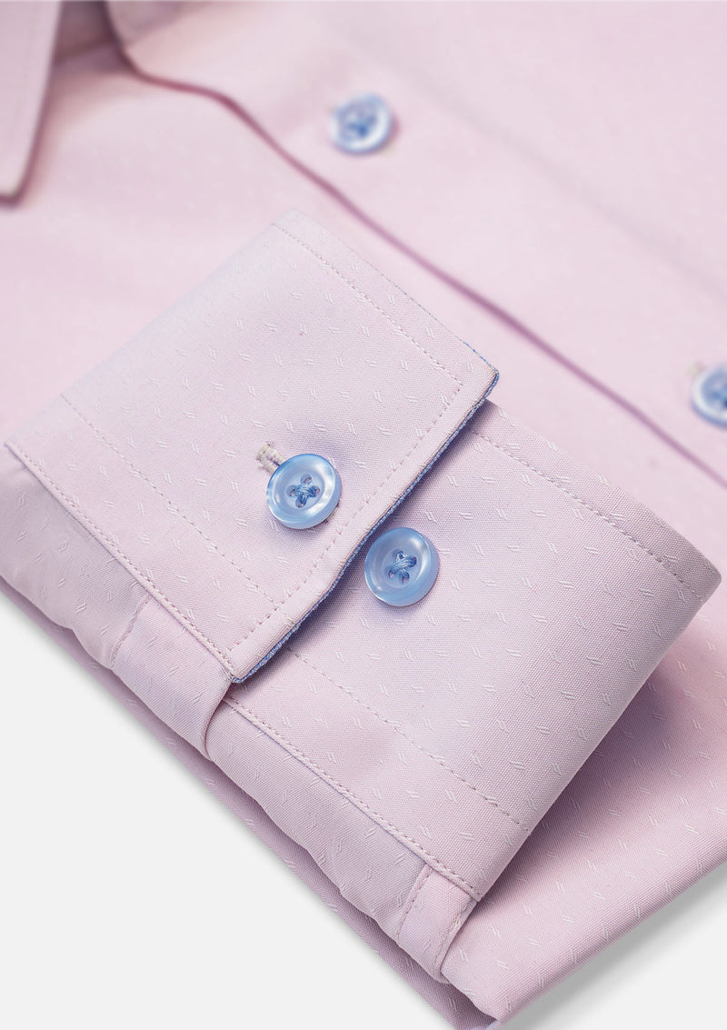 High Collar Textured Pink Shirt - MTO