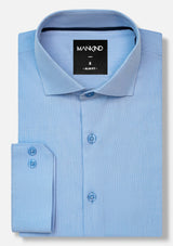 French Collar Textured Sky Blue Shirt - MTO