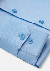 French Collar Textured Sky Blue Shirt - MTO